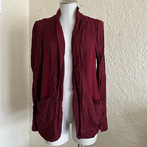 Urban Outfitters silence + noise Burgundy Maroon Draped Blazer Cardigan Large - Picture 1 of 12